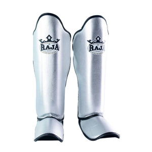 Raja Boxing Lightweight Shin Guards Silver - FightstorePro