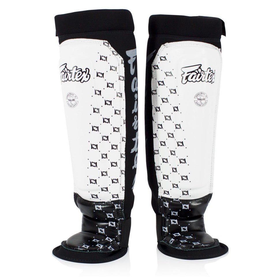 SP6 Fairtex White-Black MMA Style Shin Pads - FightstorePro